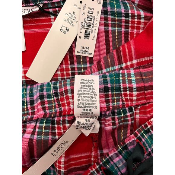 Victoria Secret Pajama Set XL Plaid Cotton Blend New NWT Long Sleeve Top Pants - Picture 13 of 16